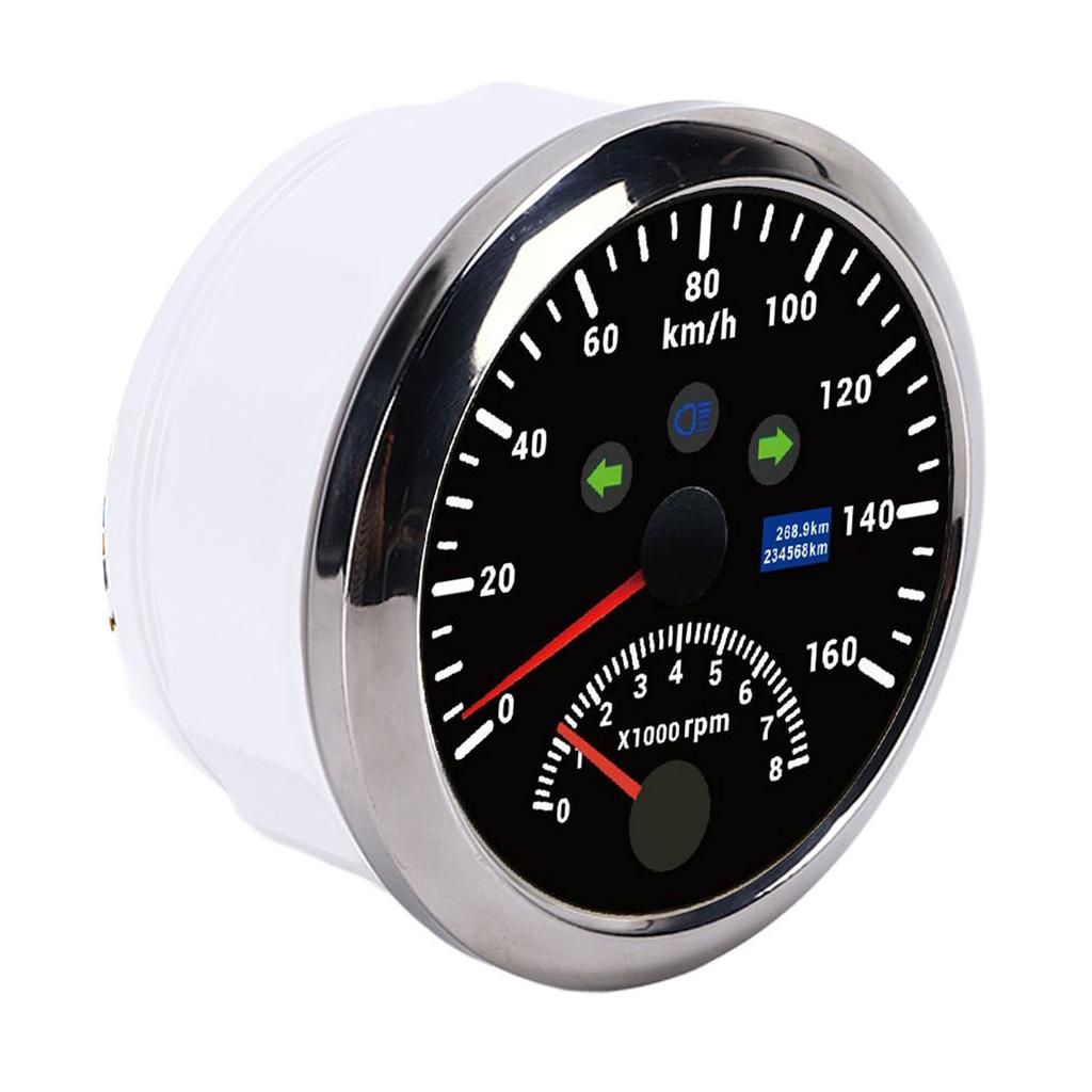 85mm 160km/h GPS Hastighetsmätare 0‑8000rpm Varvtalsmätare LCD Röd Bakgrundsbelysning för Bil Båt Yakt Husbil Lastbil