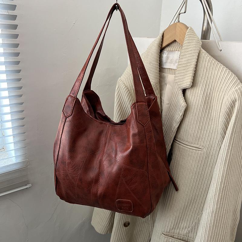 

Ретро новая сумка-тоут литературная и простая наплечная сумка многоотделенческая повседневная женская наплечная сумка тёмно-рыжий