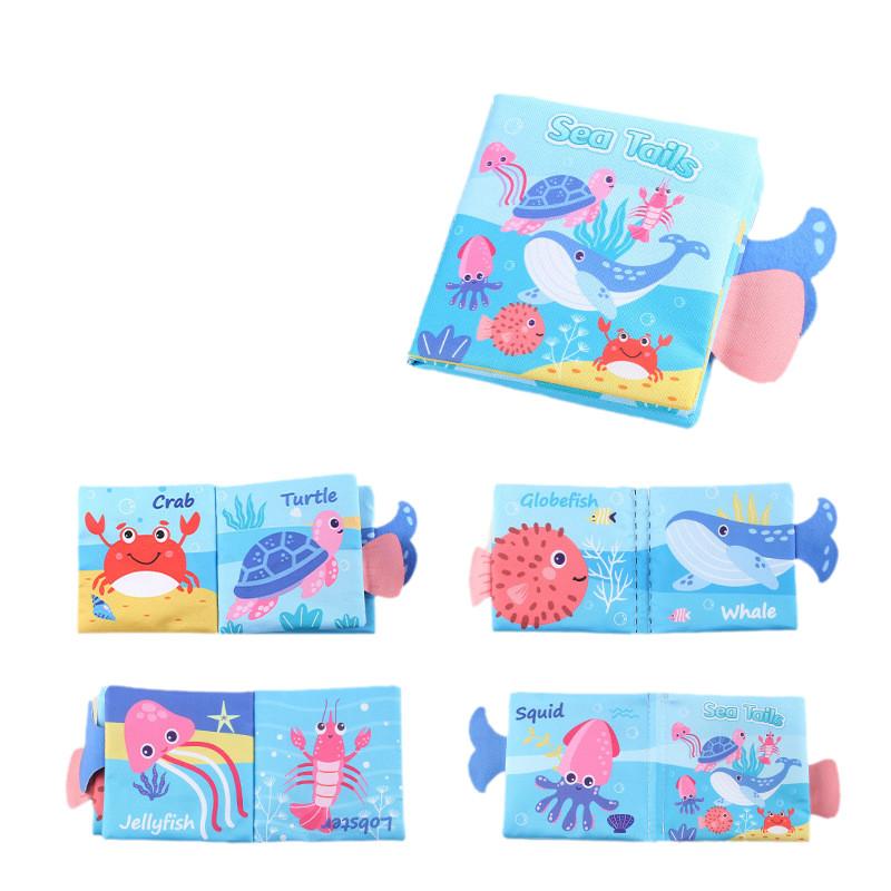 Source Factory 4 Pages 8 Sides Cross-border Baby Cloth Book Tear-resistant Early Education Puzzle Baby Cloth Book Science Educational Toy