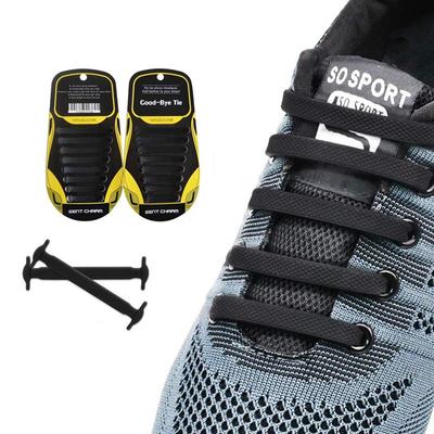 NO.8 16Pcs Elastic Shoelaces Silicone No Tie Shoe Laces Convenient Creative Flat Shoelace Outdoor Casual Sneakers Lazy Lace