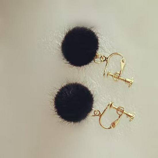 Korean Zirconia Ear Ornaments: Sweet Temperament Fur Ball Dangle Stud Earrings for Women