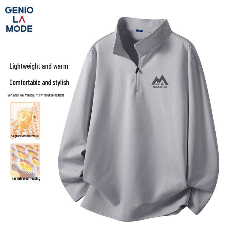 

GENIOLAMODE Men s Fleece Lined Half-Zip Long Sleeve T-Shirt 3XL