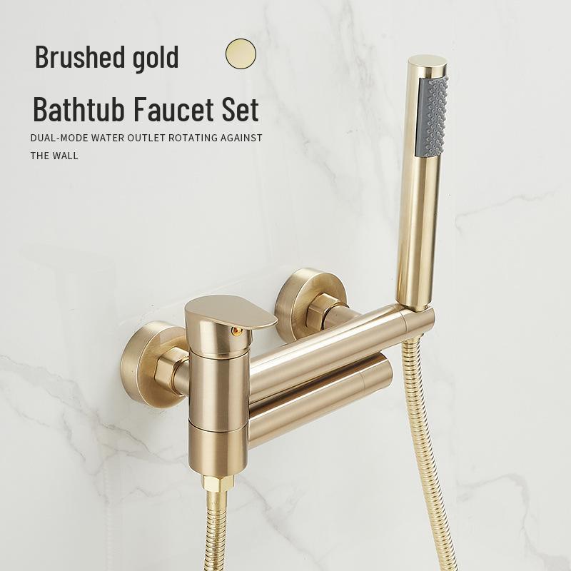 Black Brass Bathroom Bathtub Faucet Set with Shower Head and Hot/Cold Mixer Valve