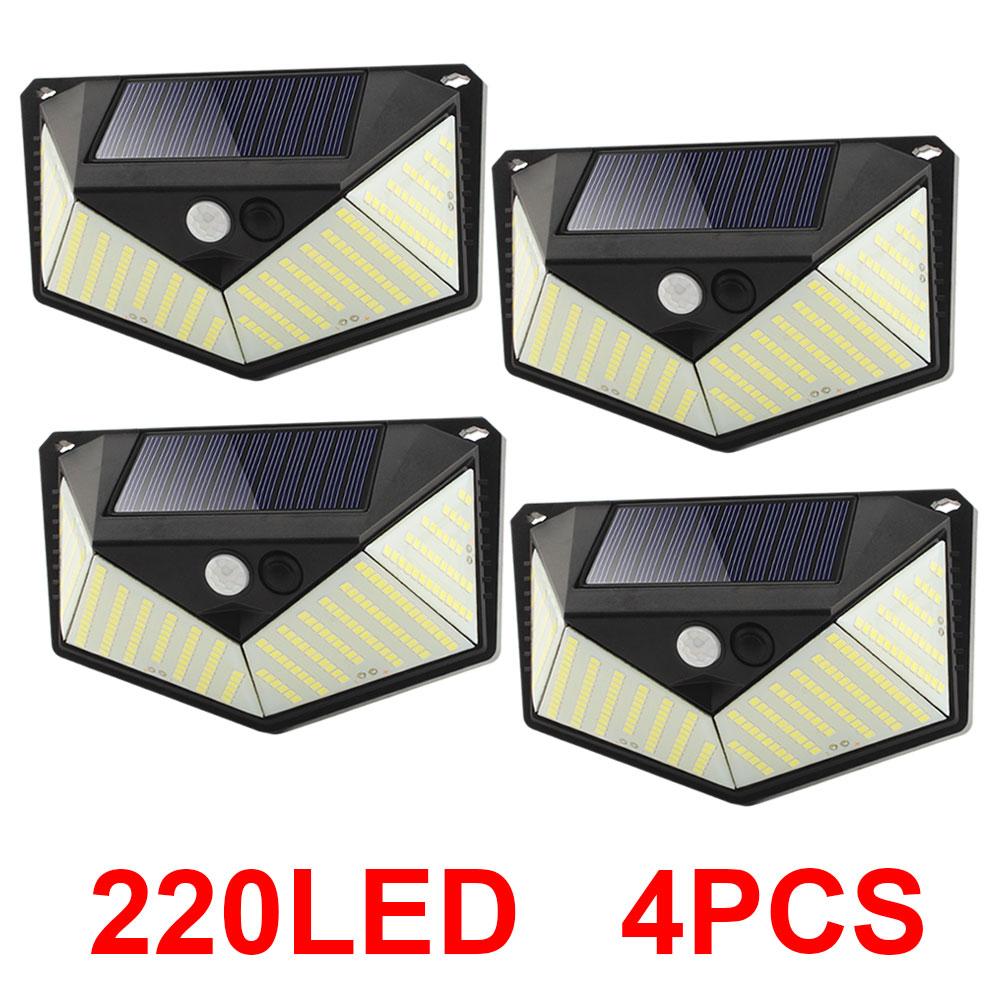 220LED Outdoor Solar Lights Waterproof Motion Sensor Wall Lamp 3 Lighting Modes Solar Powered Street Light for Yard Garden Decor