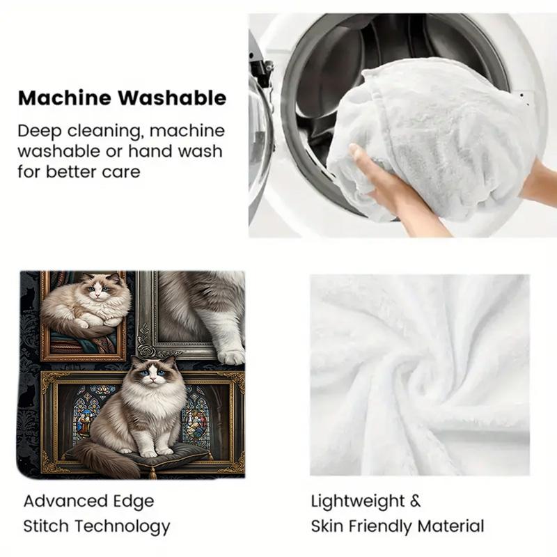 Cats Frames 2D Flat Pattern Flannel Blanket, High quality All Seasons, Home Decor, Warmth and Comfort, Perfect for Christmas Gifts.