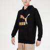 Puma Classics Gold Foil Logo Print Hoodie With Thicker Fabric For Autumn Men Hoodie Black 531370-56