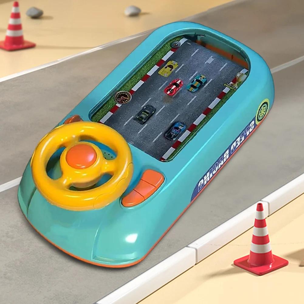 Children's steering wheel simulation driving toy puzzle electric desktop game machine dodge racing car adventure game