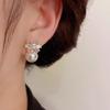 Premium super flash three-dimensional bow pearl stud earrings women's silver needle sweet literary temperament fashion stud earrings