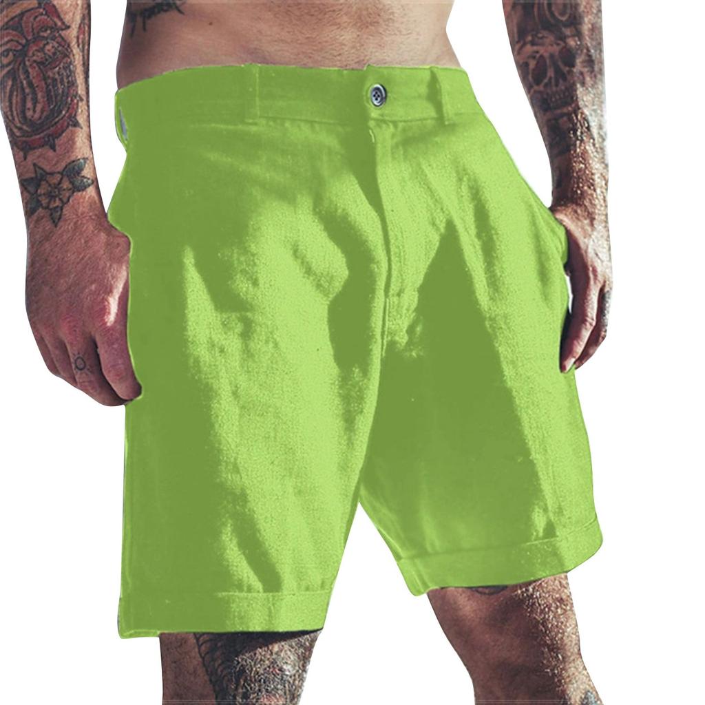 Herren Baumwolle Leinen Freizeitshorts Herren Outdoor Mid-Rise Viertelshorts