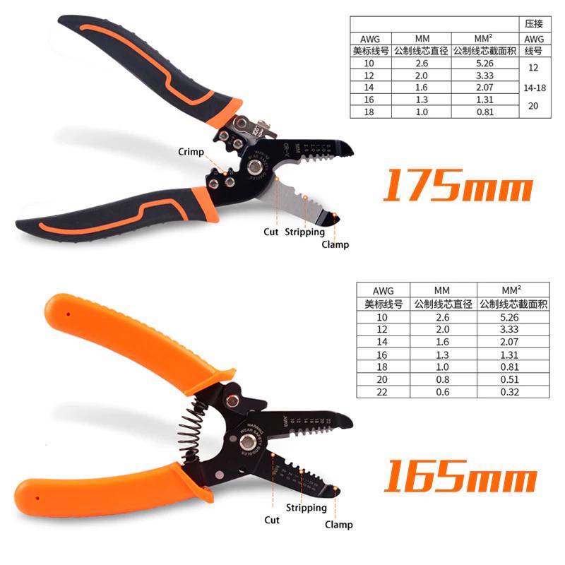 165mm 175mm Abisolierzange Crimpzange Abisolierwerkzeug Multifunktionale Crimpzange Elektriker Abisolierwerkzeug Netzwerkkabel Abisolierwerkzeug