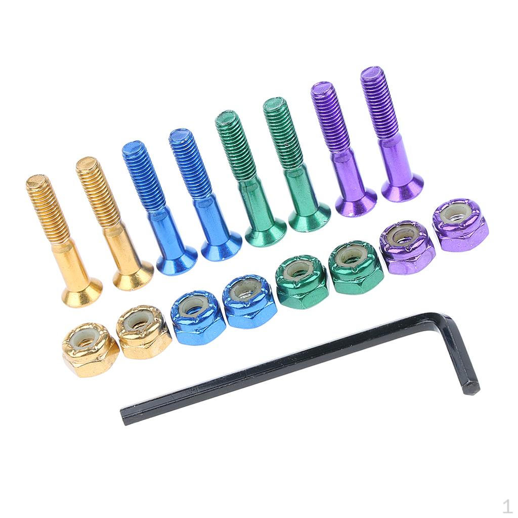 8pcs Flat Head Replacement Skateboard Truck Longboard Mounting Screws Bolts Nuts Repair Kit D 25mm