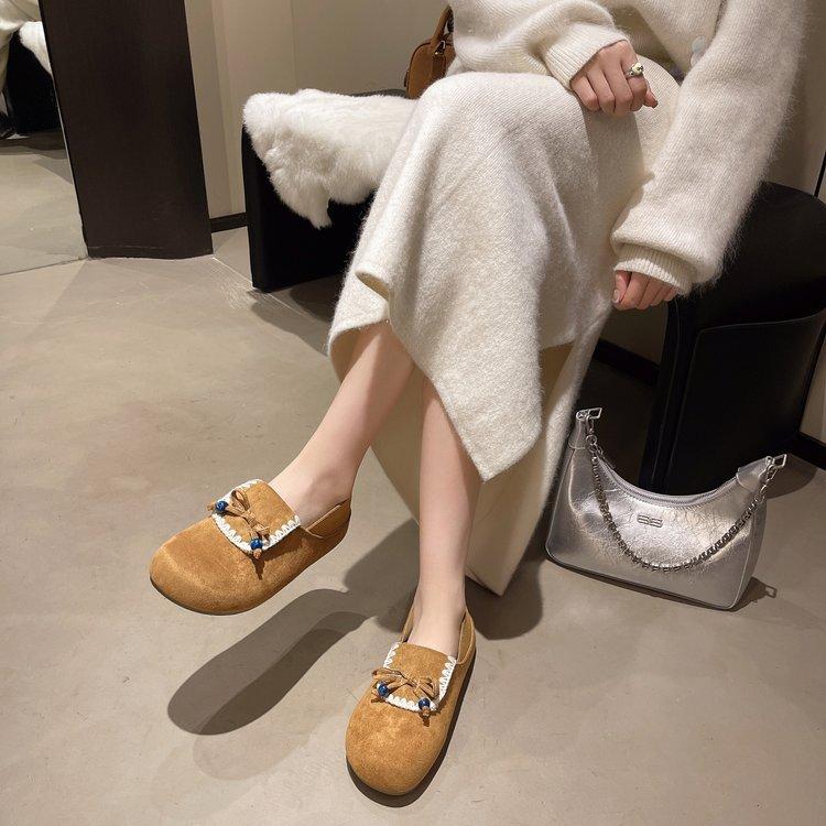 [Yushilai] Retro Boken Shoes Women's 2025 Autumn New Kangaroo Shoes Fashion Temperament Pregnant Women's Casual Shoes