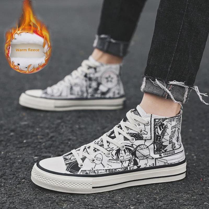 Herren Anime Graffiti High-Top Canvas Schuhe – Trendy Frühling & Herbst Casual Sneakers für Studenten