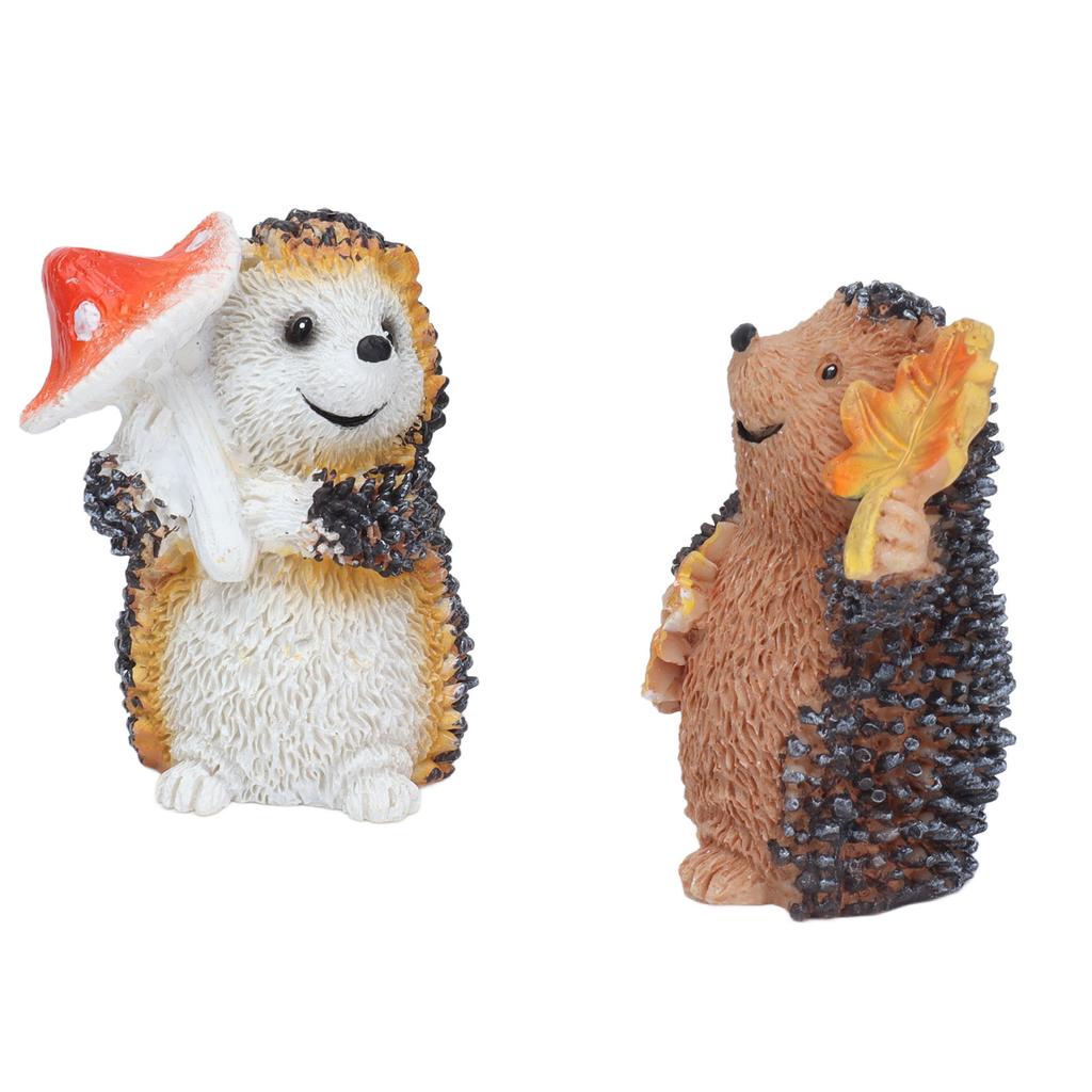 1 Pair Resin Hedgehog Ornament Micro Landscape Animal Decoration for Birthday Bedroom Study