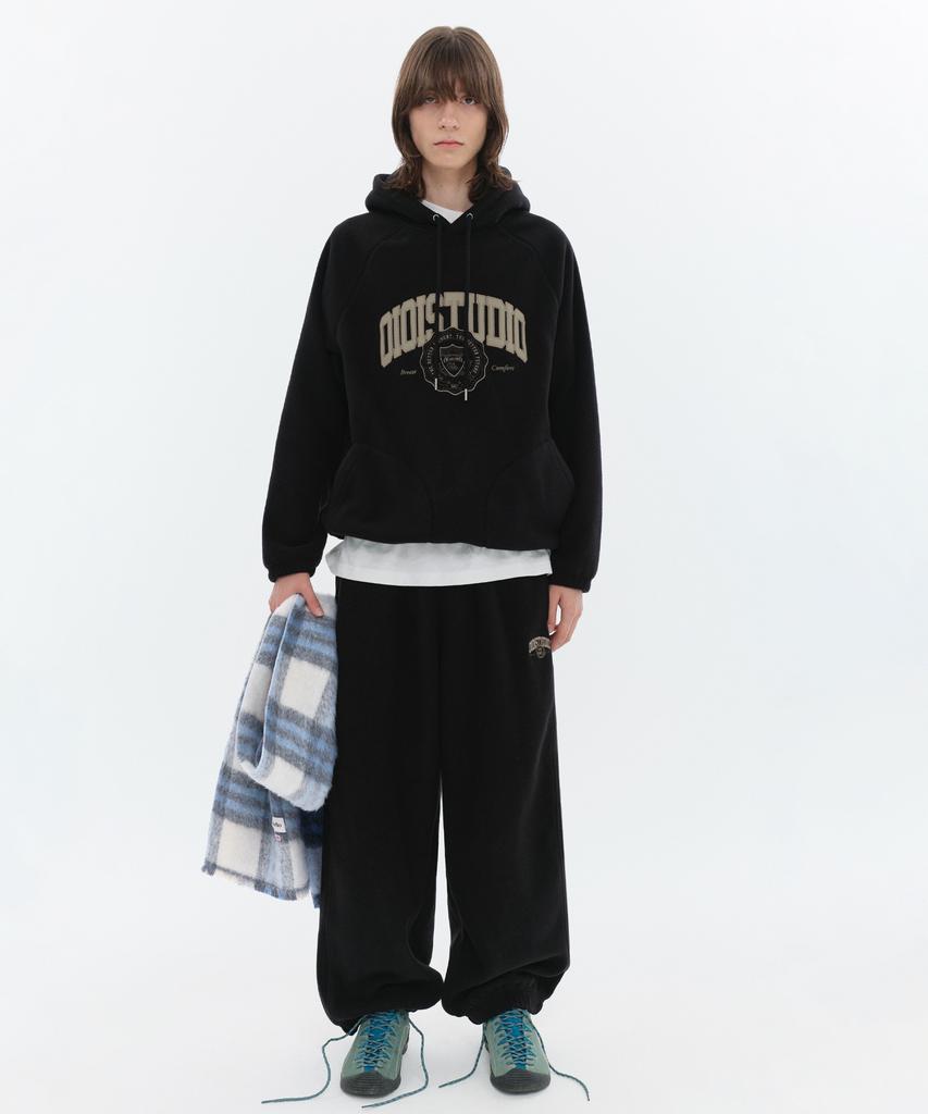OIOI COLLECTION Emblem Fleece Pants_Black
