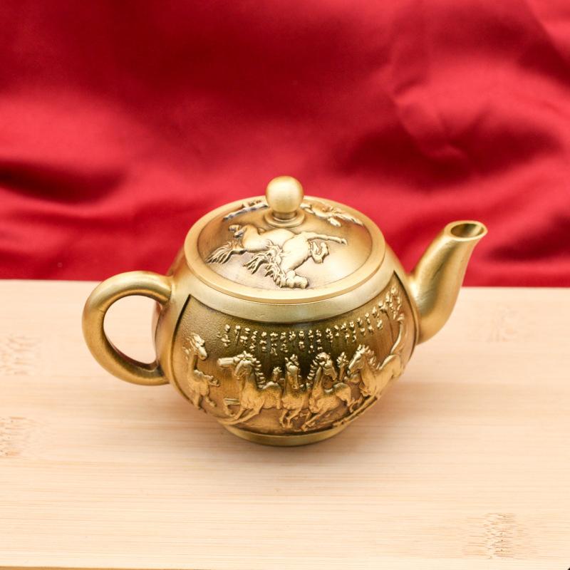 Chinesische Vintage Kupfer Teekanne Wasserkessel Kung Fu Teekanne Hitzebeständig Gesundheit Erhalten Teekessel Teegeschirr