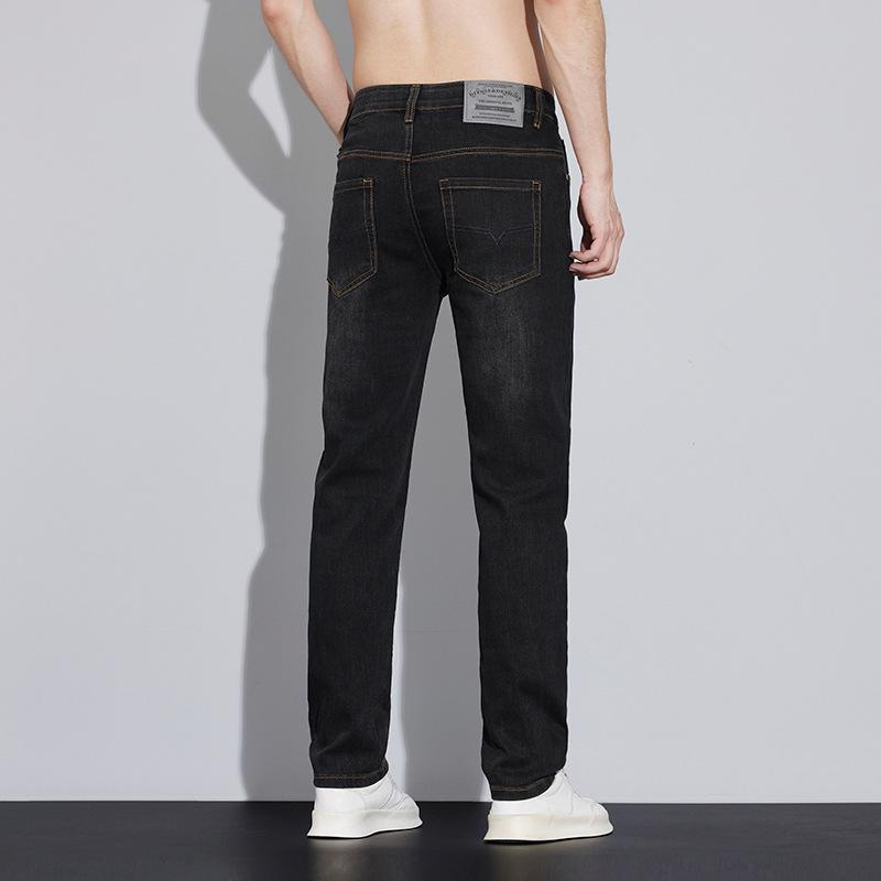 Pánské slim rovné džíny s malou výšivkou - Evropská móda Čtyřsezónní denim