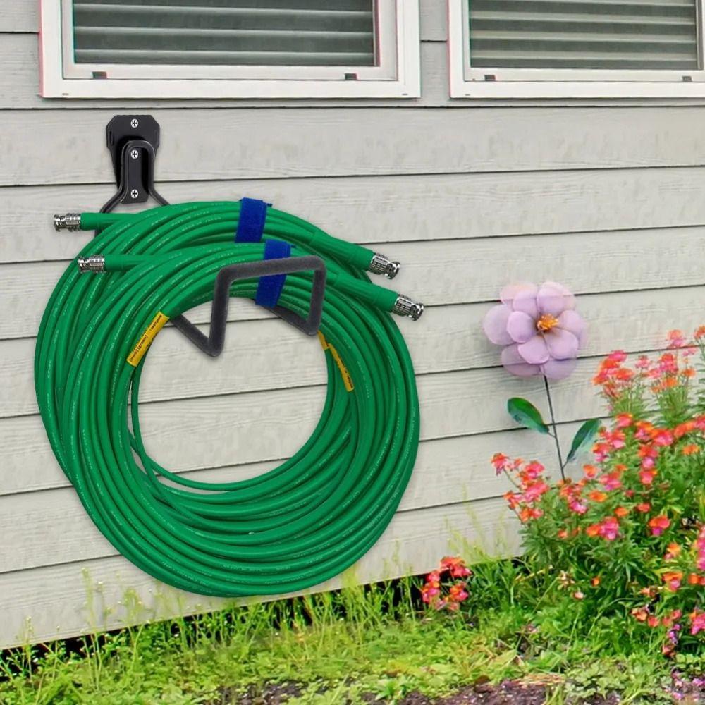Heavy Duty Water Hose Storage Rack Iron Metal Garage Wall Hooks  For Outdoor Garden Garage