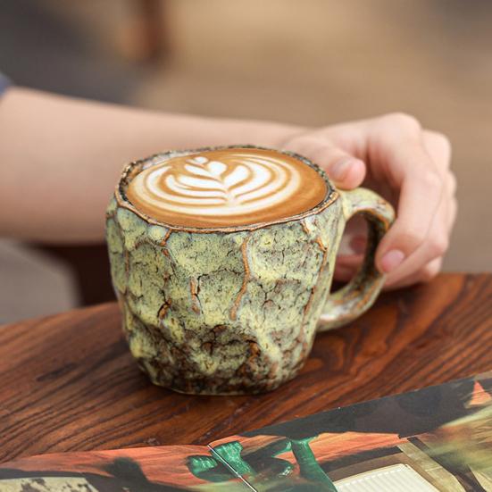 Ceramiczny kubek do kawy 270ml Duży kubek do herbaty Nowość Mineralny kształt Dekoracyjny tumbler Unikalny wystrój domu Prezent dla miłośników kawy