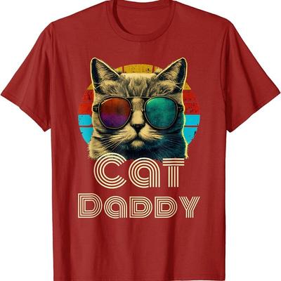 Cat Daddy Retro Dad 80S 90S Vintage Funny T Shirt