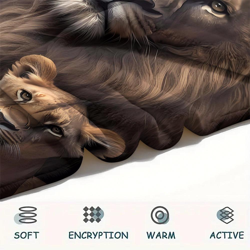 1Pc 3D Lion Print Flannel Blanket, High Quality Comfortable for All Seasons, Home Decor, Warmth and Comfort, Perfect for Christmas Gifts