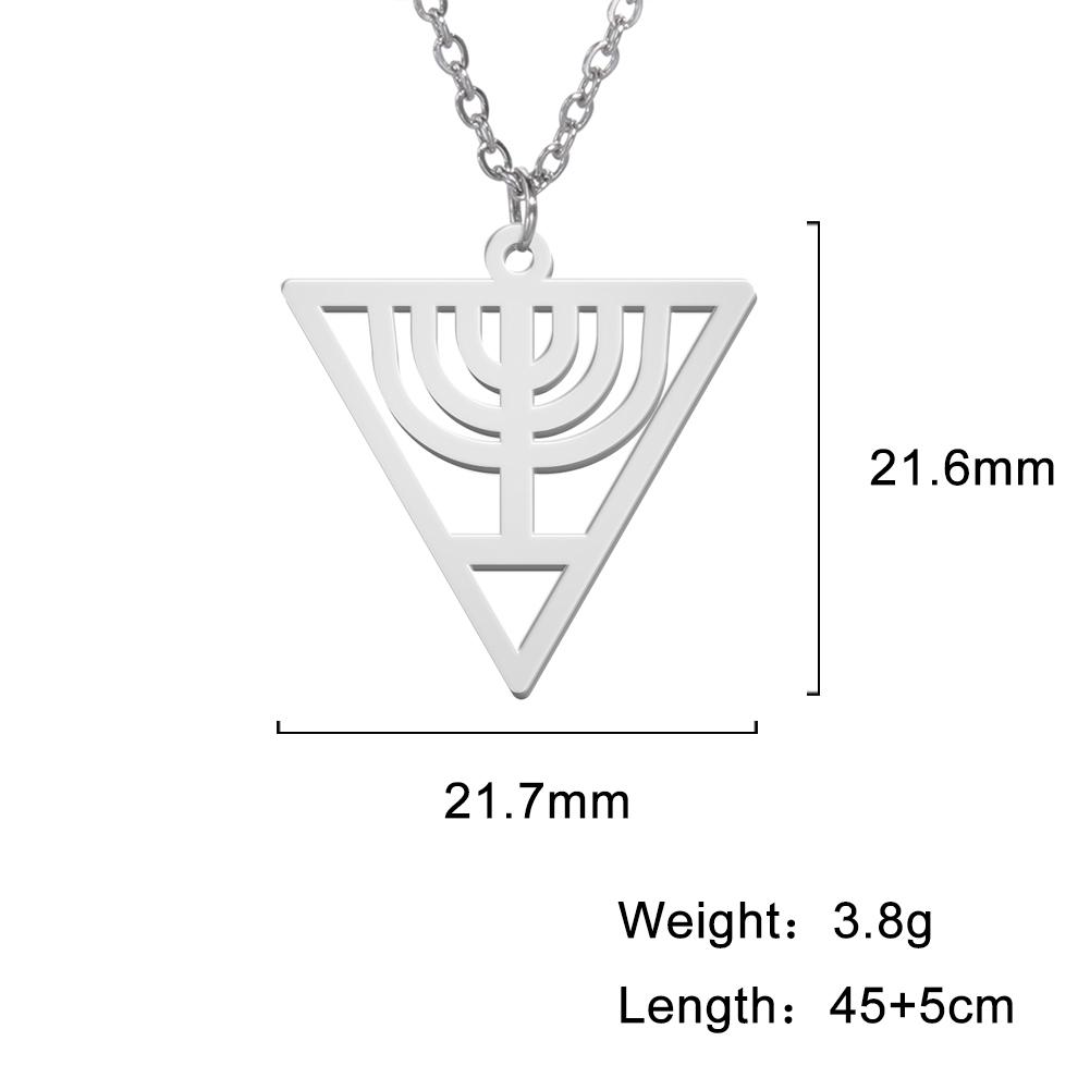 Jewish Menorah Star of David Pendant Necklace for Men Stainless Steel Judaica Faith Hanukkah Lamp Amulet Jewelry Gifts