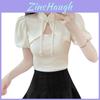 Tshirt Women Summer Bubble Sleeve Hollow Out With Embroidery For Casual Wear