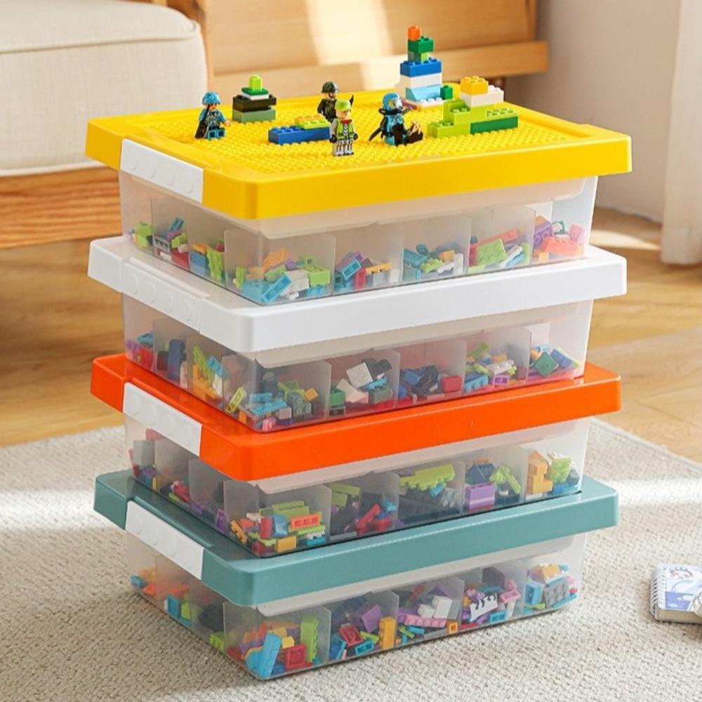 2 Layers Building Blocks Storage Box Removable Cover Particle Holder  for Kids