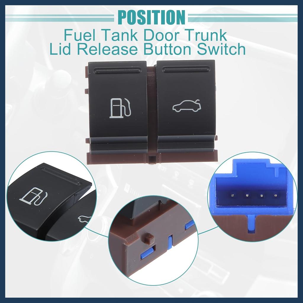 Fuel Door Trunk Lid Open Button Switch, Fuel Tank Door Trunk Lid Release Button Switch No.3C0959903B/3C0959903BREH for VW CC 2009-2017 Black, 1 Pc