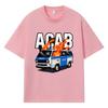 2026 Police Van With Fire Printed Graphic Y2k Harajuku Streetwear 100% Cotton T Shirt Casual Oversized Summer Men T-shirt