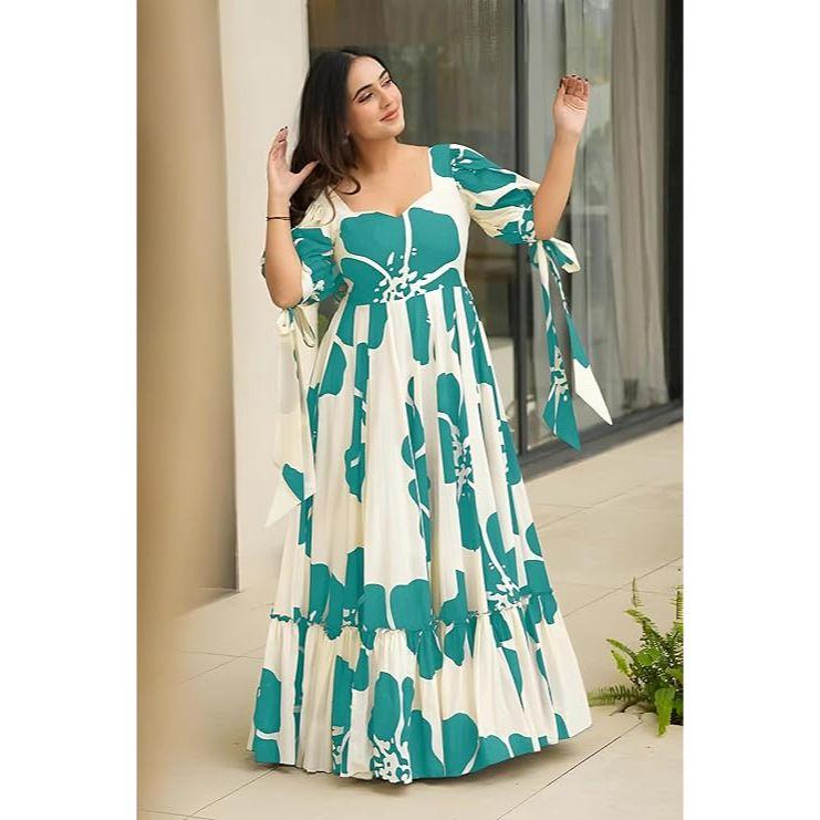 

Женское платье макси из вискозы с цветочным принтом|Цельное платье для женщин|Платье в западном стиле|Расклешенное платье для женщин|Платье длиной до щиколотки XL