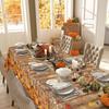 Fall Table Decoration Thanksgiving Fall Tablecloth Wood Grain Maple Party Table Cover Autumn Pumpkin Harvest Tablecovers Decor for Thanksgiving