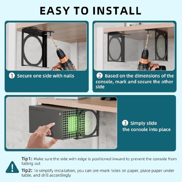 Effiziente Untertisch-Ständer-Organizer Aufbewahrungshalterung Halter für Konsolen Hält Ihre Gaming-Ausrüstung ordentlich angeordnet