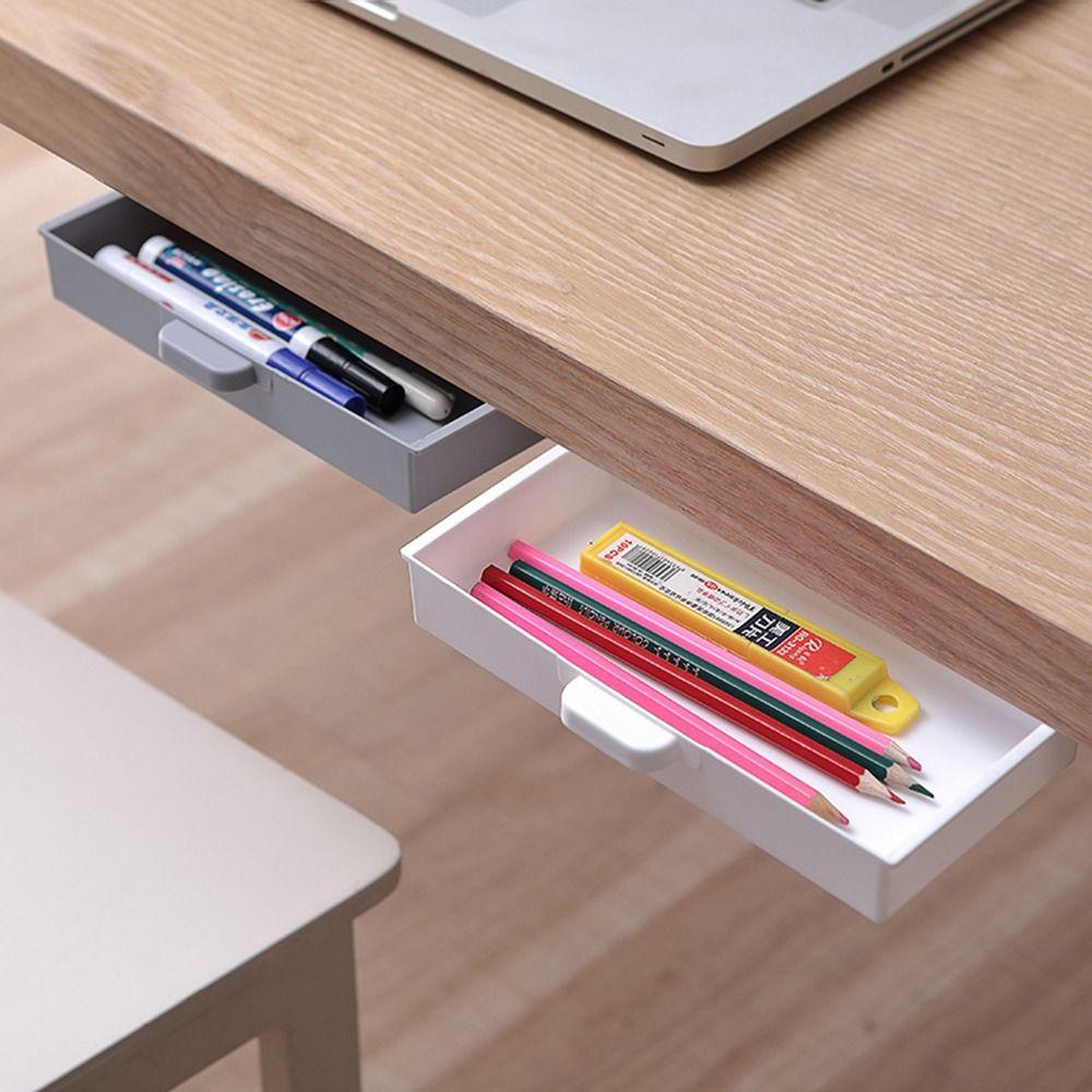 Save Space Desk Drawer Organizer Suspension Design Self Adhesive Storage Box Drawer Storage Box