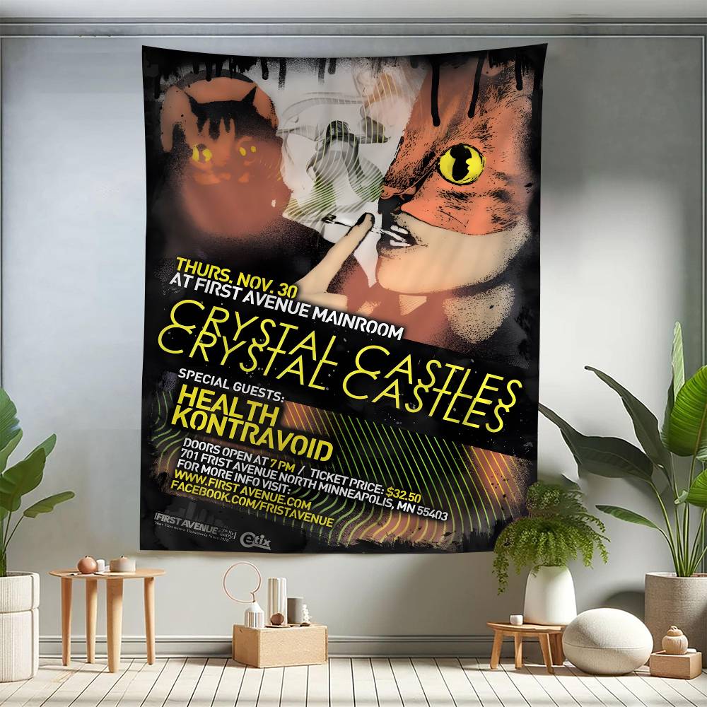 Band CCrystal Castles Chart Tapestry For Living Room Home Dorm Decor Art Home Decor