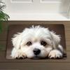 Cute Maltese Dog Print Door Mat, Pet Theme Non-Slip Entrance Rug, Washable Indoor Outdoor Decor Gift