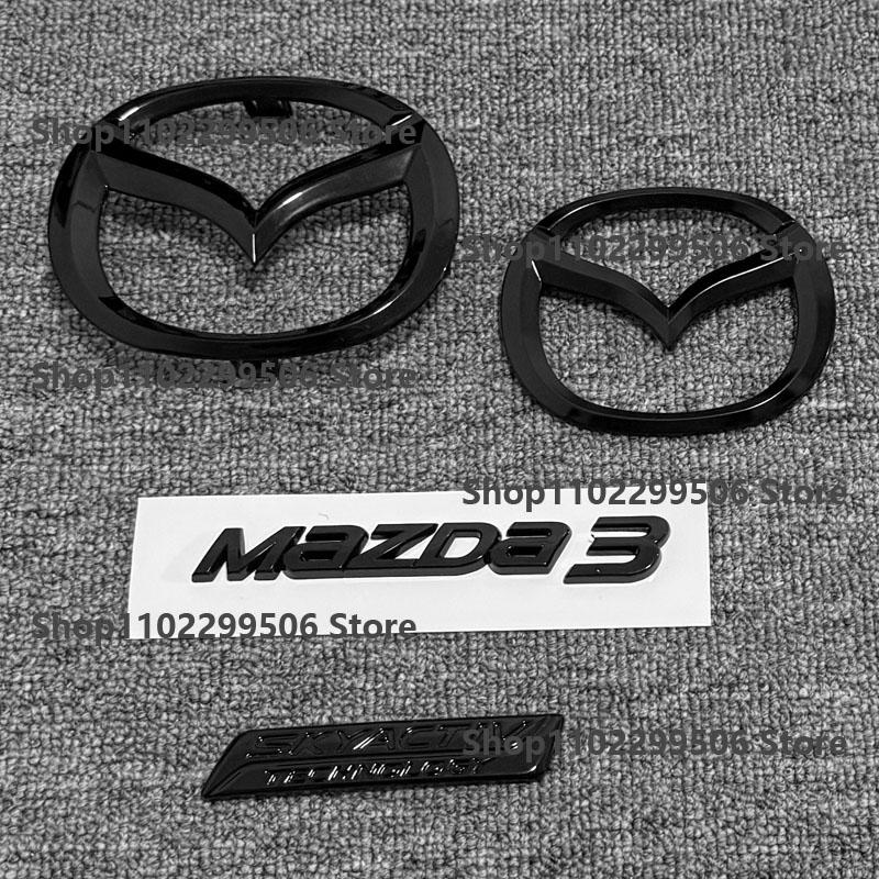 Emblema nero in ABS per Mazda 3 2014-18 hatchback berlina Logo Auto Griglia Anteriore Bagagliaio Portellone Posteriore Badge Decalcomania Modifica Creativa rkwad05