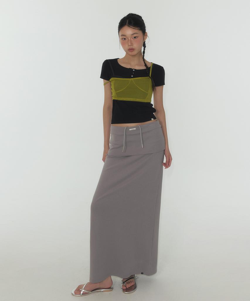 Teuwi Koren Folding Elastic Long Skirt
