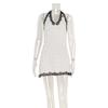 Polka Dot Summer Fashion Backless V Neck Short Dress Sleeveless Loose Slim Fit Print Sexy Party Dress Casual Sweet Lace Halter Neck Elegant Clothing