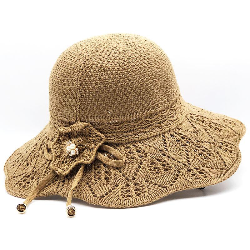 Sun Hat Women's Sun Protection Outdoor Cotton Jacquard Knitted Folding Sun Hat Summer