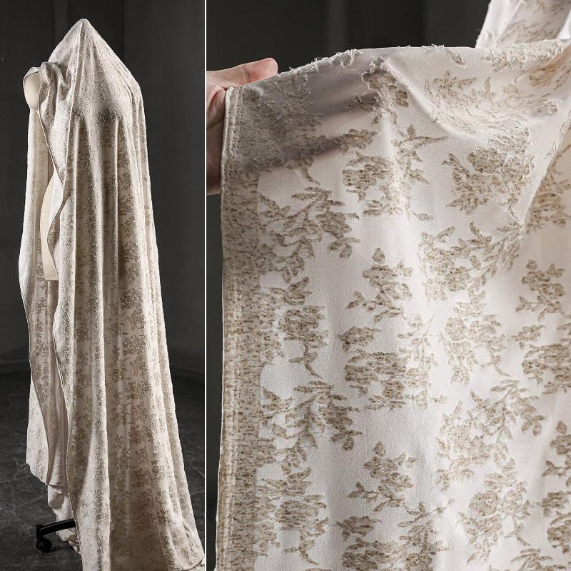 

100/300cm Linen Texture Solid Color Knitted Fabric with Tassel & Ripped Design Vintage Zen Style DIY Designer Fabric for Apparel 100x140cm