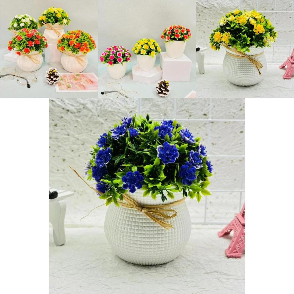 Artificial Chrysanthemum Indicum Hemisphere Potted Plant With Plastic Material For Home Decor