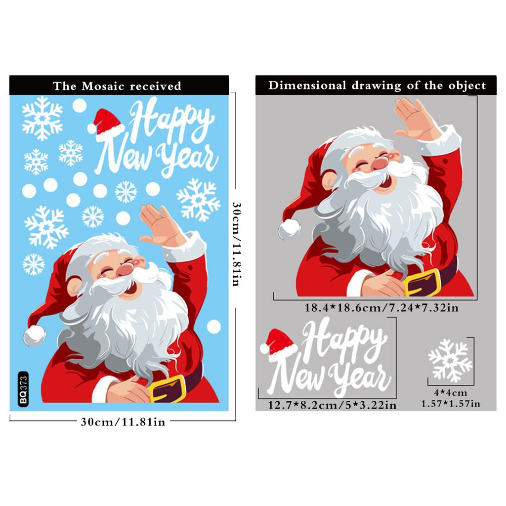 Christmas Window Stickers Santa Claus Reindeer Snowman and Elf Design Festive Merry Christmas Happy New Year Window Clings Gift