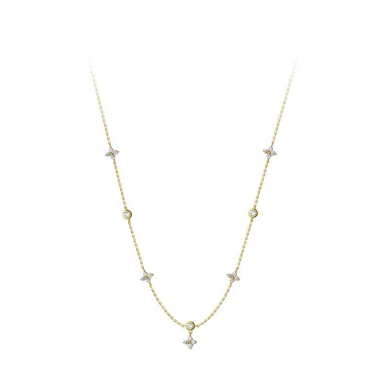 Elegant 925 Sterling Silver Four-Leaf Clover Necklace for Women - Luxury Tassel Clavicle Chain