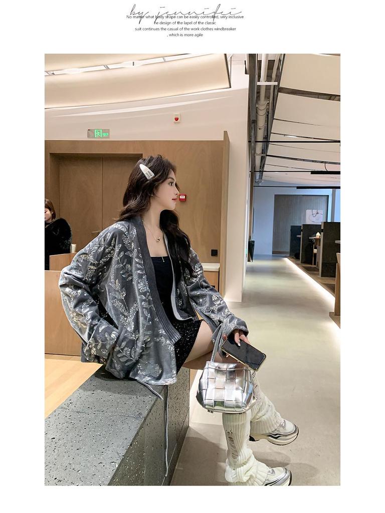 Japanese-Chinese Fusion Sparkling Printed Jacket - Autumn Luxury Long-Sleeved Trend