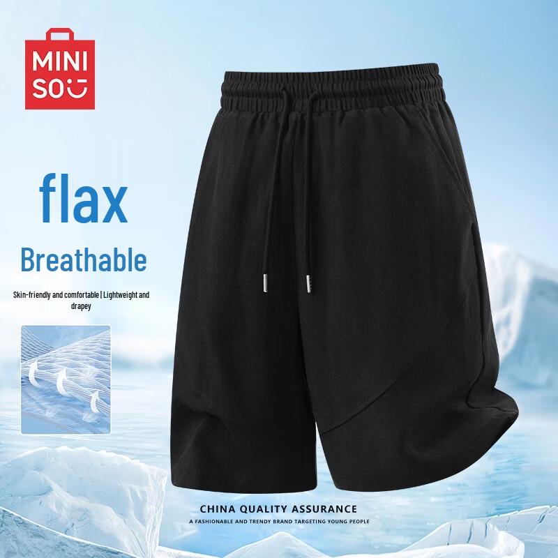 MINISO Men s Linen Blend Casual Shorts 3XL