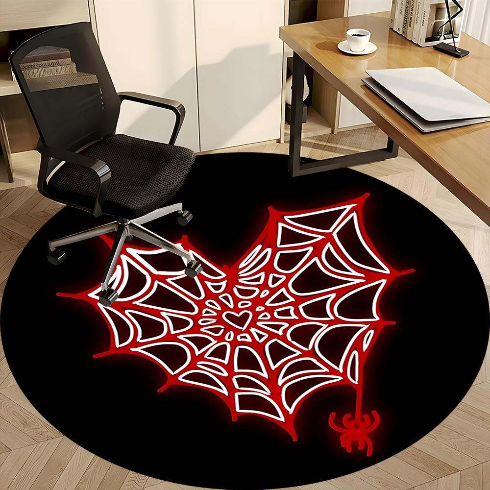1pc Spider Web Office Round Area Rug, Indoor Mat Suitable ForOffice, Under Office Chairs Bedroom Living Room Home Decor, Room Deco q059