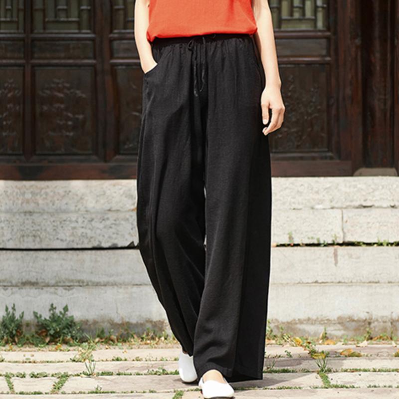 Vintage Yoga Clothes Cotton Linen Women High Waist Pants Baggy Loose Large Oversized Size Women's Cargo Trousers Wide Leg
