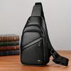 Men's Synthetic Leather Crossbody Bag Adjustable Strap Multiple Compartment Casual Male Style Black Chest Bag for Men Daily Use