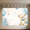 Cartoon Hot Air Balloon Teddy Bear Photography Backdrop Kids Birthday Party Decor Baby Shower Supplies Newborn Photo Shoot Prop
